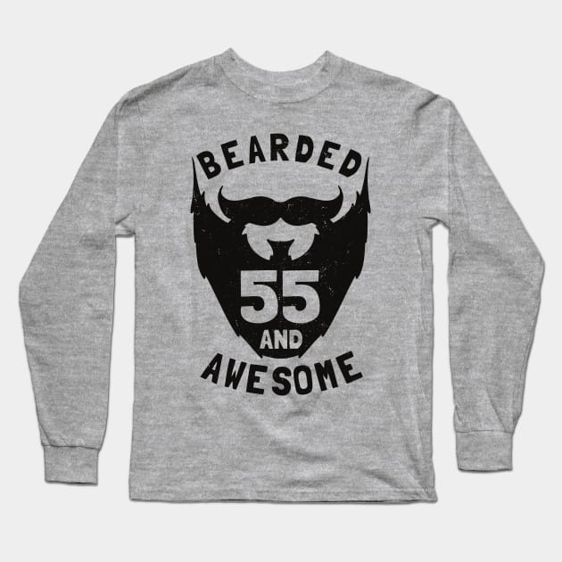 55th Birthday Gift Bearded 55 And Awesome Long Sleeve T-Shirt by Havous